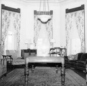 Looking east into the study from the entry hall