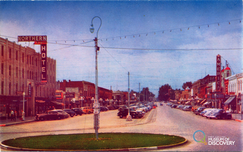 Roundabout that was previously in the intersection of Laporte and College Avenues