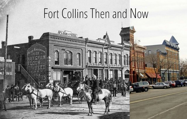 Walnut street in downtown Fort Collins Then and Now